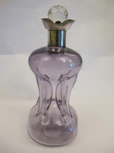 Hourglass blown glass bottle